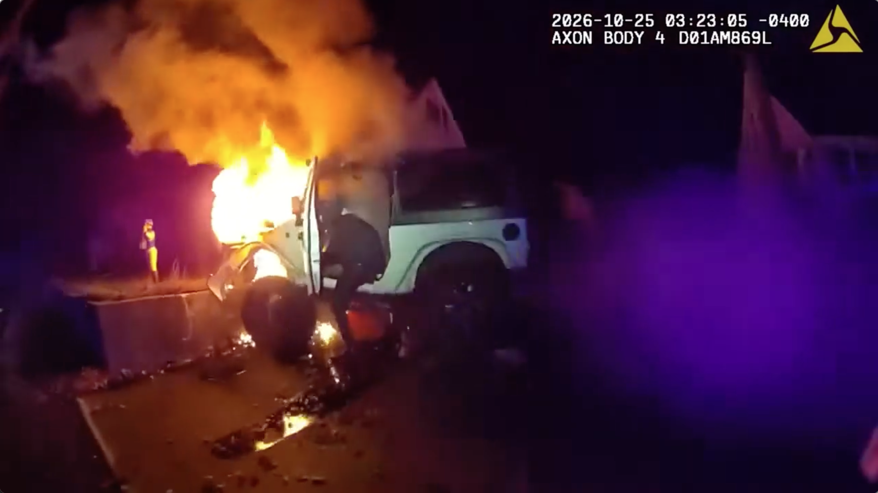 Bodycam video shows police rescuing man from burning Jeep after crash; driver facing multiple charges — KTVU FOX 2 Bay Area, Cupertino Community news